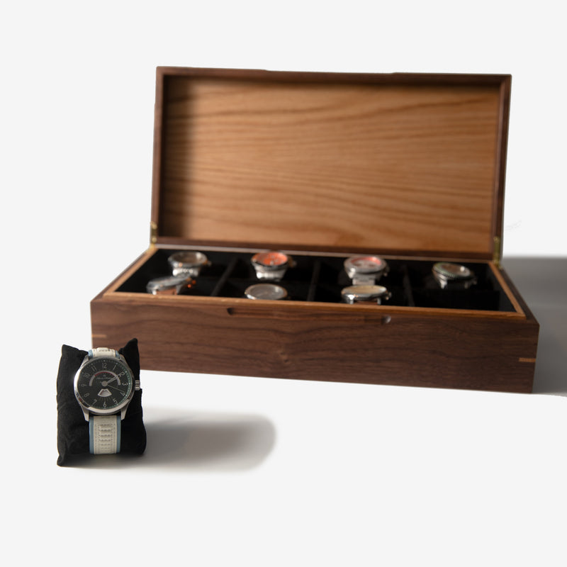 Watch Box |  Black Walnut and Oak | 8 Compartments-zoom-