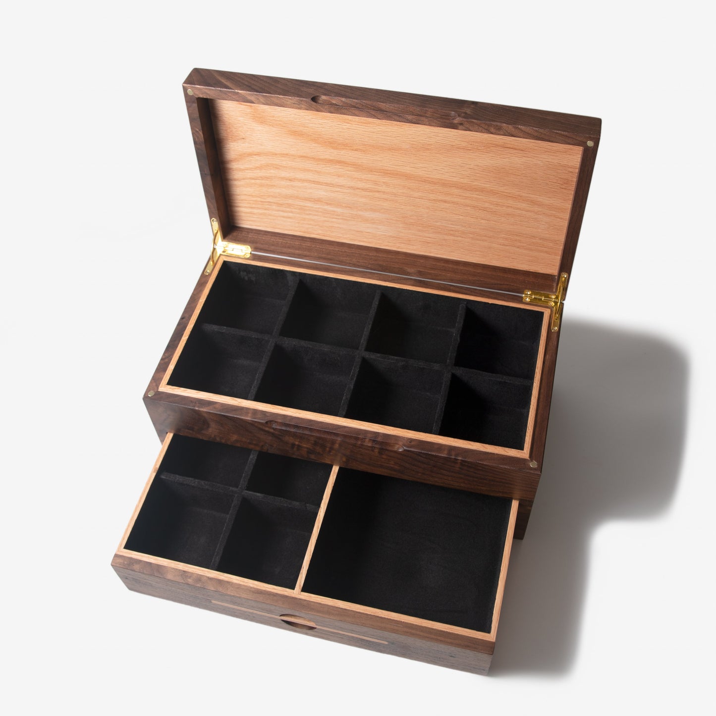 Watch Box with Drawer |  Black Walnut and Oak |  12 to 16 Watch Compartments