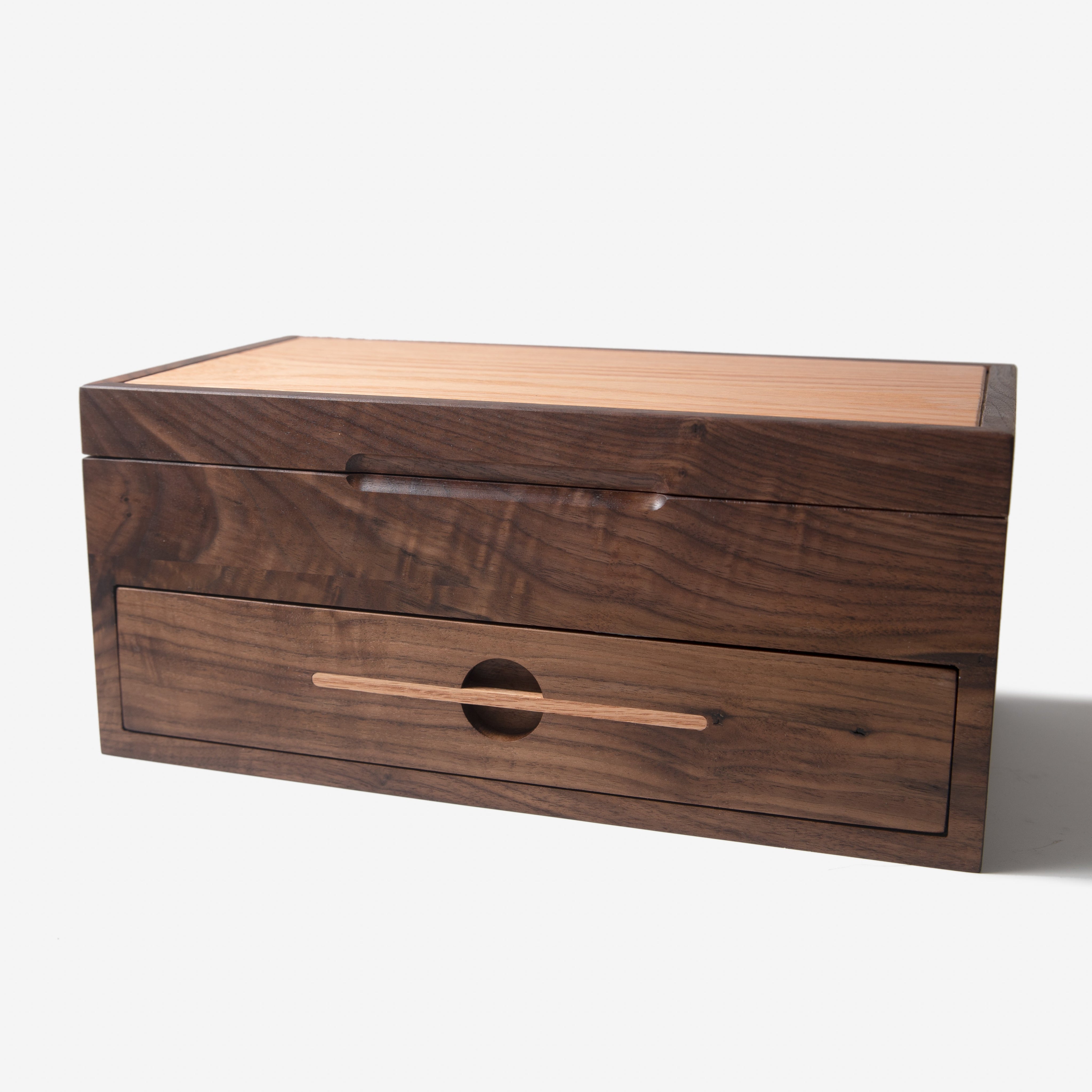 Watch Box with Drawer |  Black Walnut and Oak |  12 to 16 Watch Compartments-zoom-4