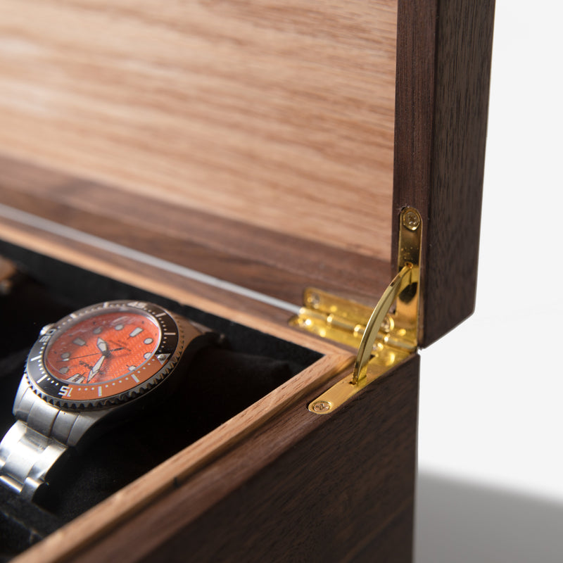 Watch Box with Drawer |  Black Walnut and Oak |  12 to 16 Watch Compartments-zoom-