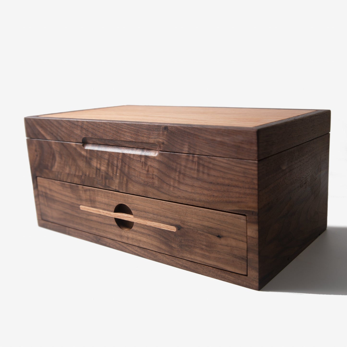 Watch Box with Drawer |  Black Walnut and Oak |  12 to 16 Watch Compartments