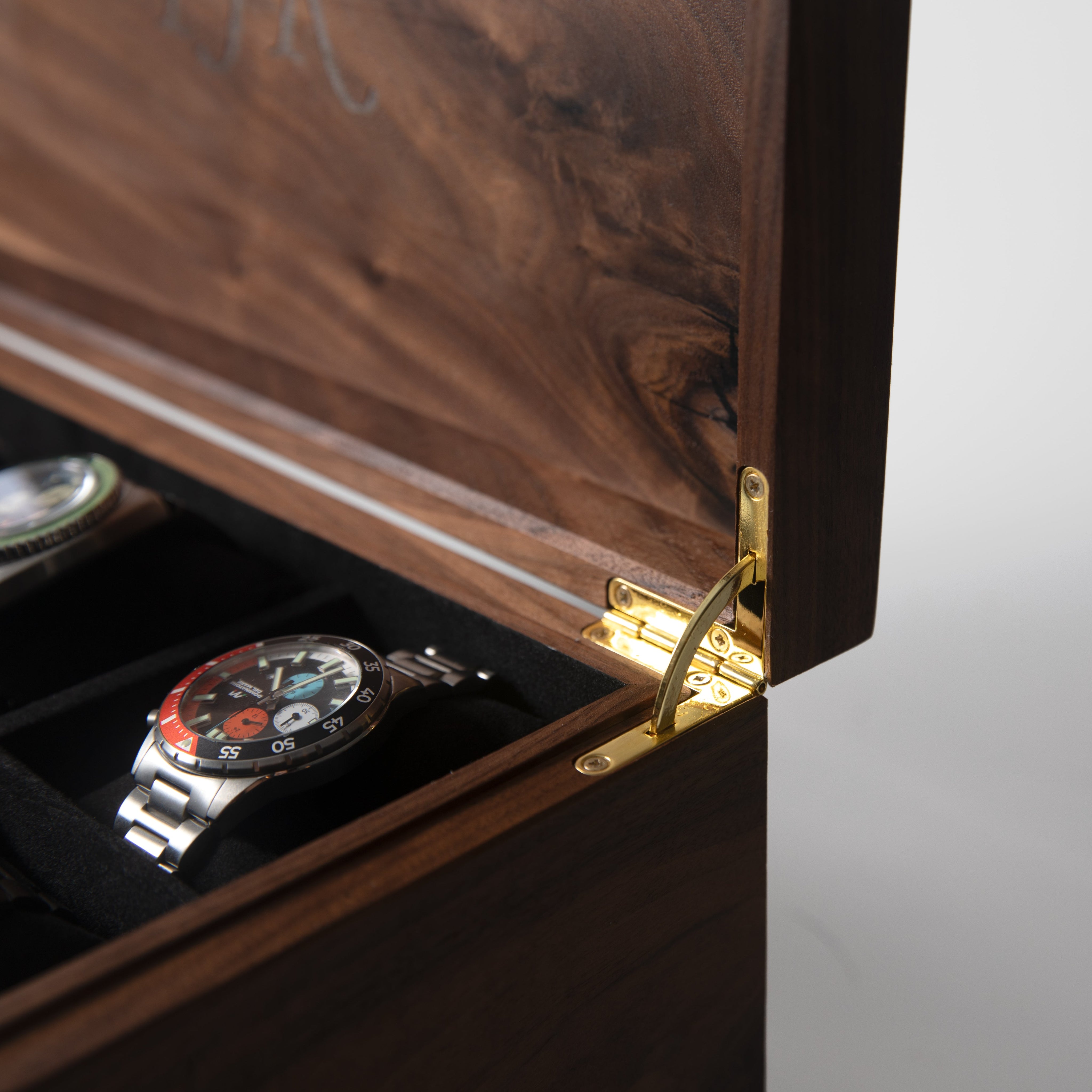 Watch Box with Drawer | Solid Black Walnut | 12 to 16 Watch Compartments-zoom-6