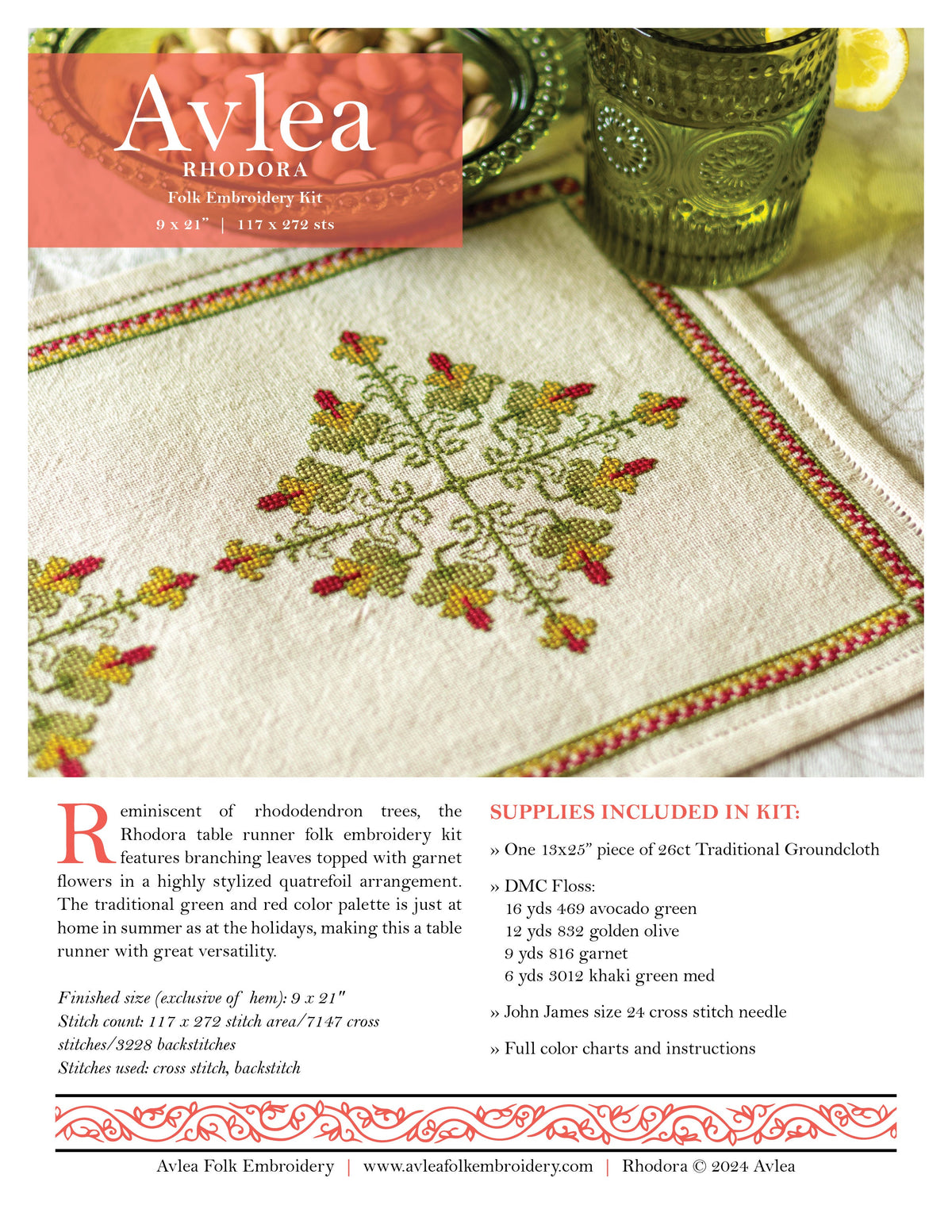 Rhodora cross stitch folk embroidery kit-zoom-5