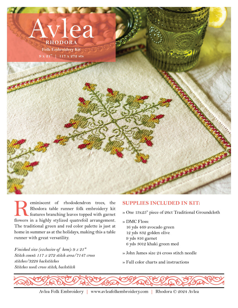 Rhodora cross stitch folk embroidery kit-zoom-