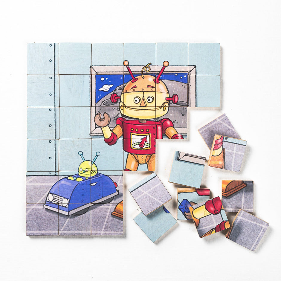 Magic Magnetic Wooden Puzzle with Cotton Bag | Friendly Robot