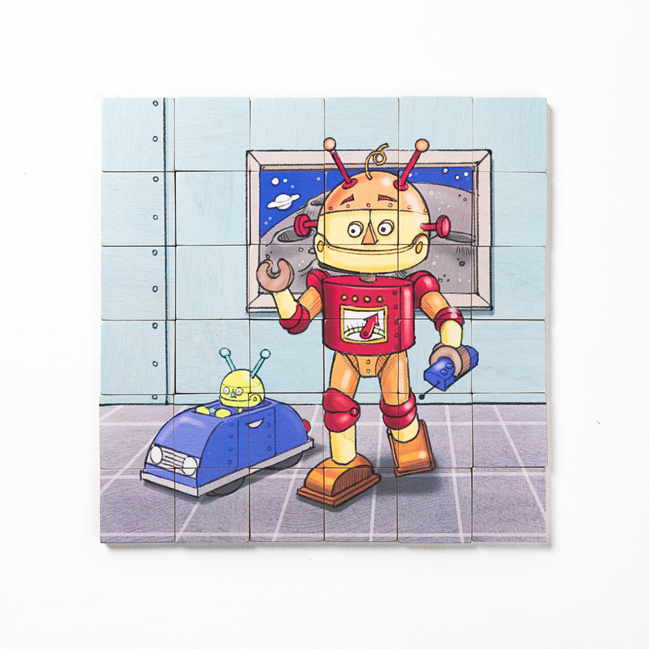 Magic Magnetic Wooden Puzzle with Cotton Bag | Friendly Robot