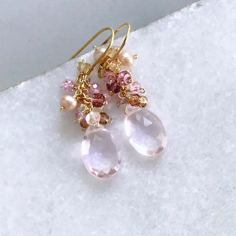 White Chalcedony Bala Earrings-zoom-