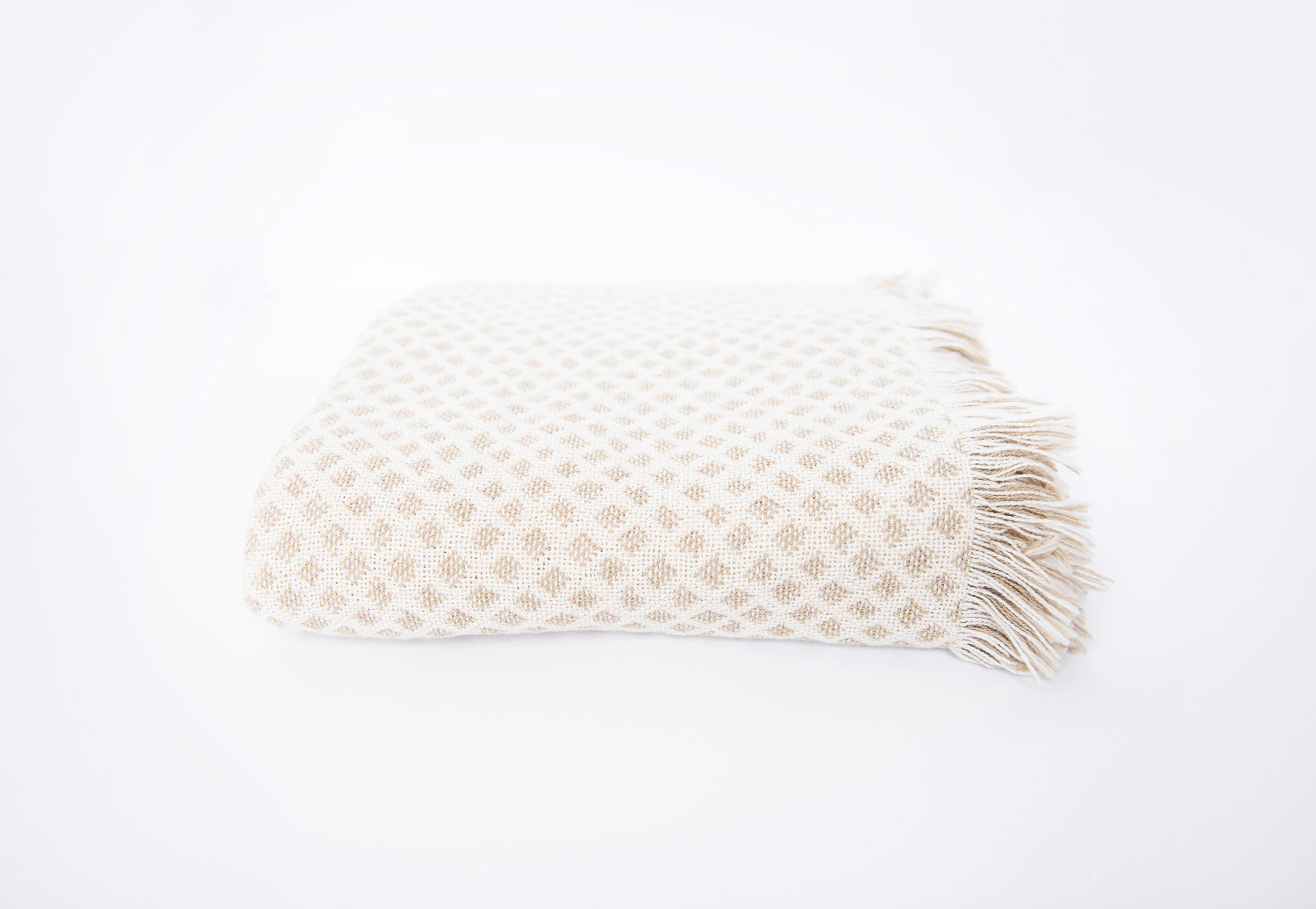 Rowan Cream and Beige Diamond Jacquard Woven Throw Blanket-3