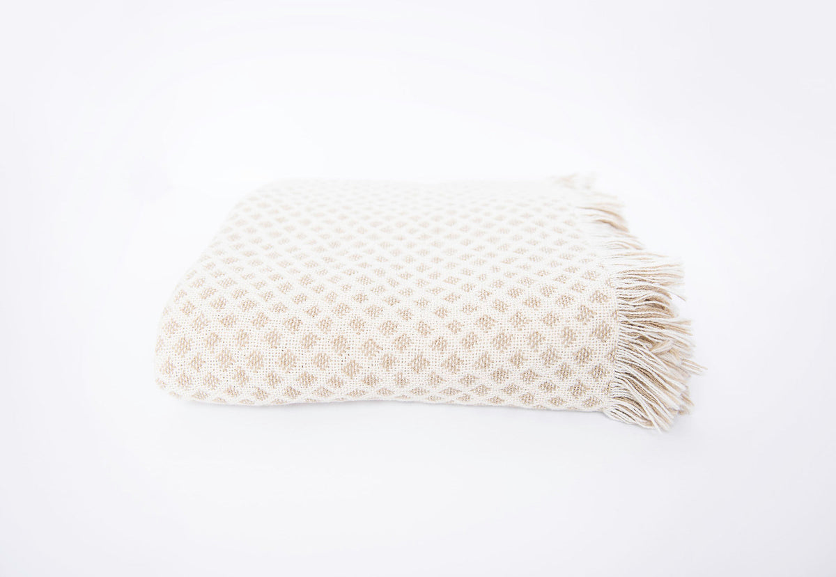 Rowan Cream and Beige Diamond Jacquard Woven Throw Blanket-zoom-3