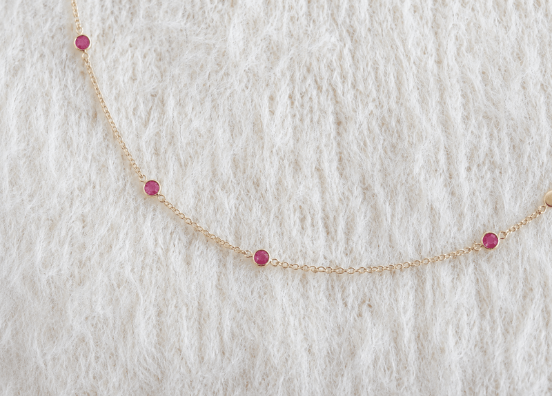 July Birthstone Ruby Bracelet | Sterling Silver & Gold Gemstone Jewelry-zoom-