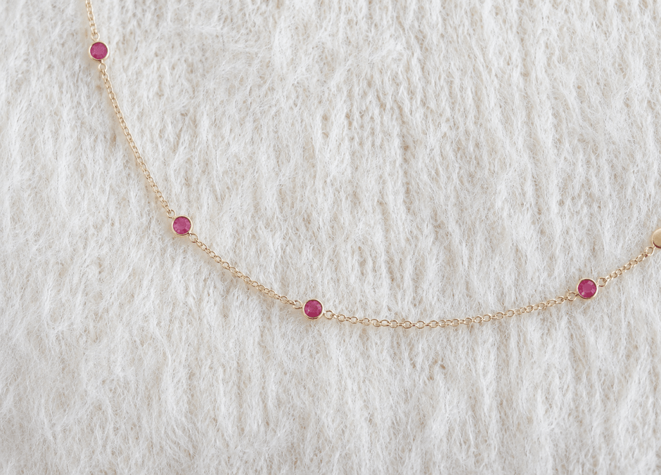 July Birthstone Ruby Bracelet | Sterling Silver & Gold Gemstone Jewelry - Aware House