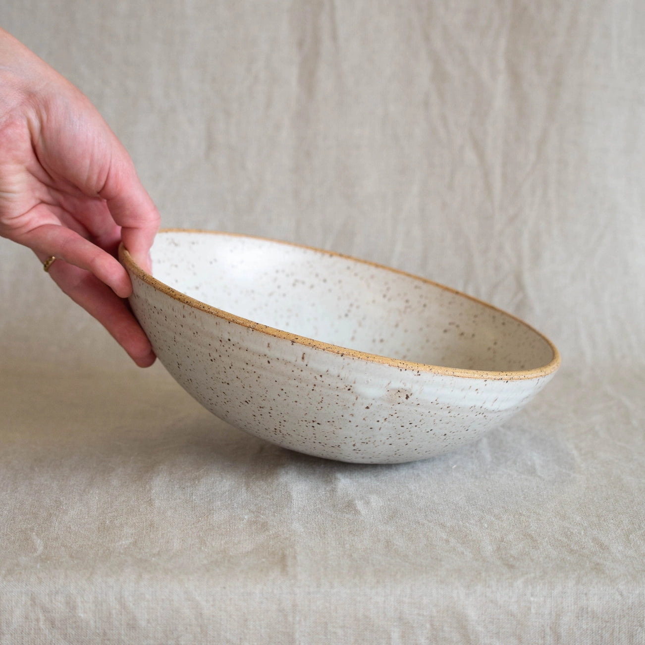 Matte White Ceramic Serving Bowl-zoom-4