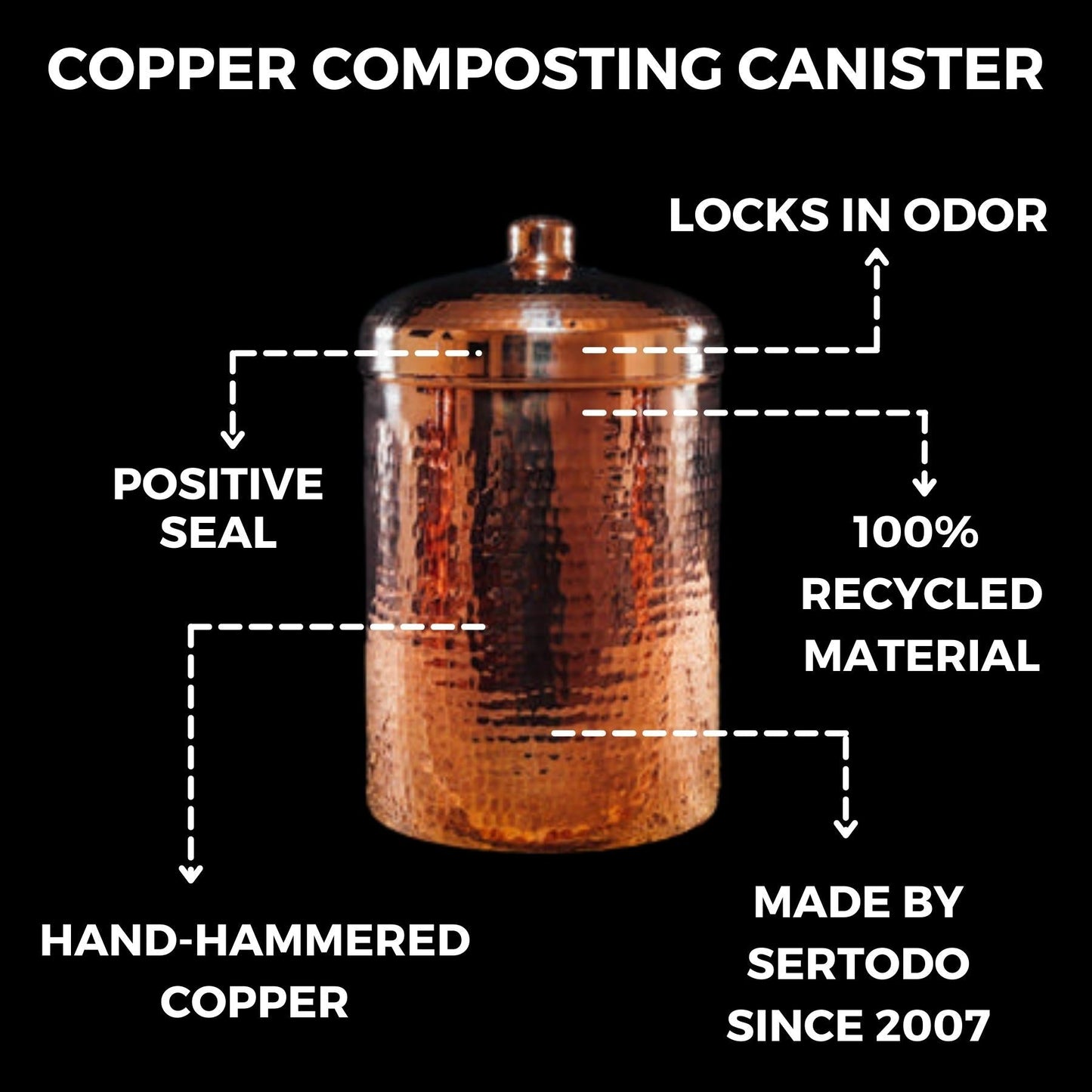 Copper Kitchen Compost Bin