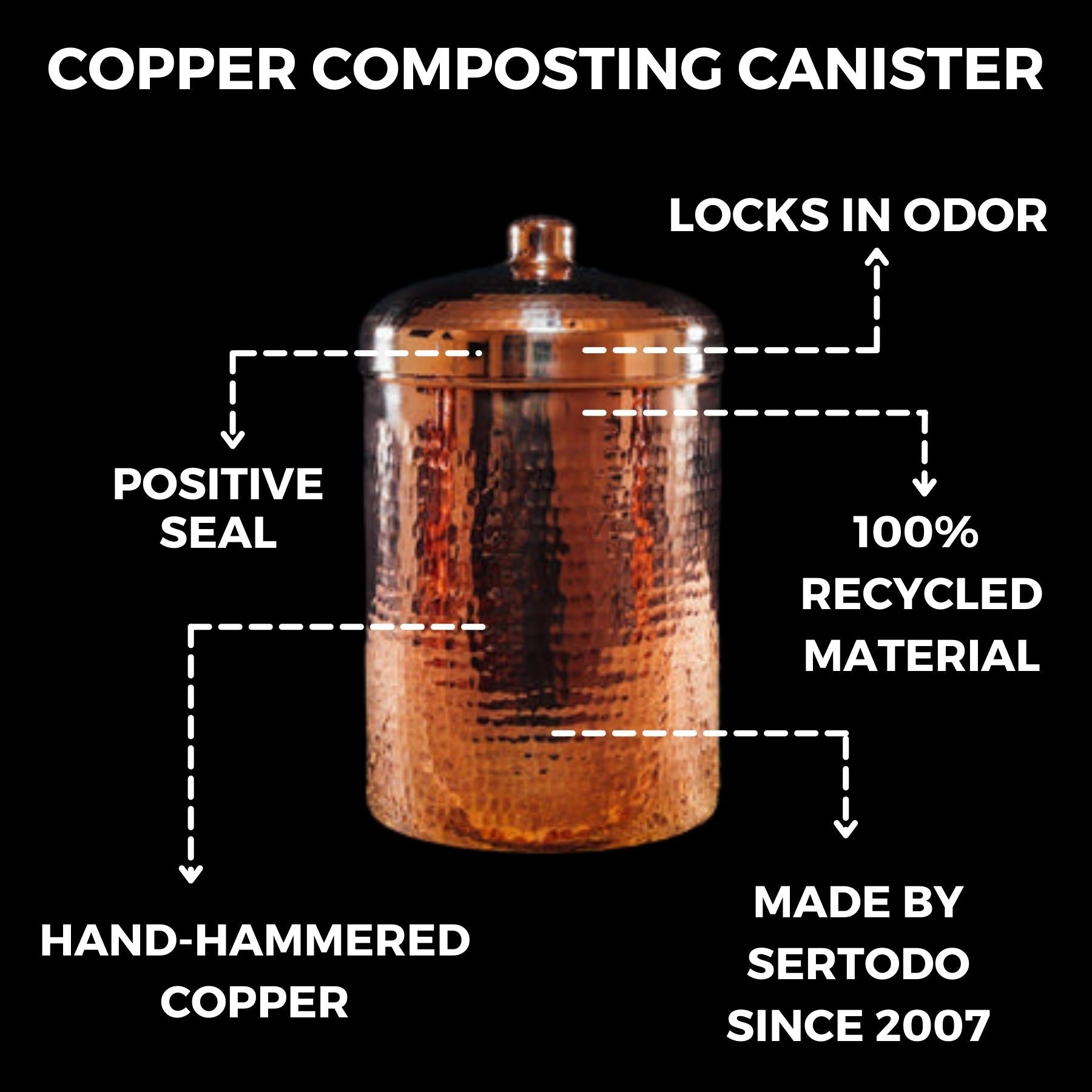 Copper Kitchen Compost Bin