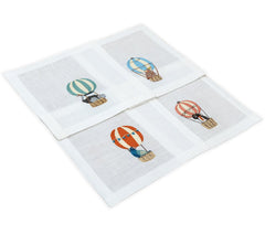 Hand Embroidered Balloon Safari Cocktail Napkins | Set of 4 - Aware House