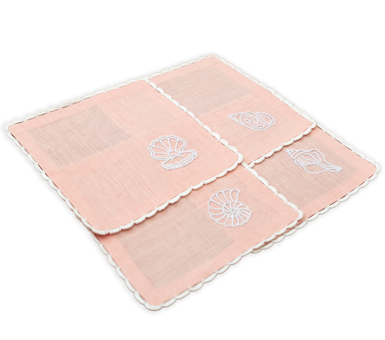 Hand Embroidered Marine Life Cocktail Napkins | Set of 4