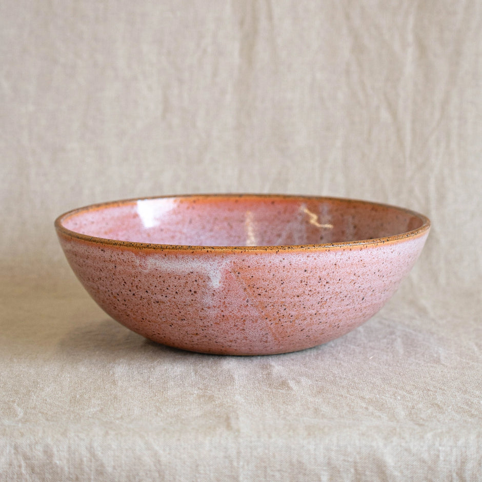 Glossy Pink Ceramic Serving Bowl