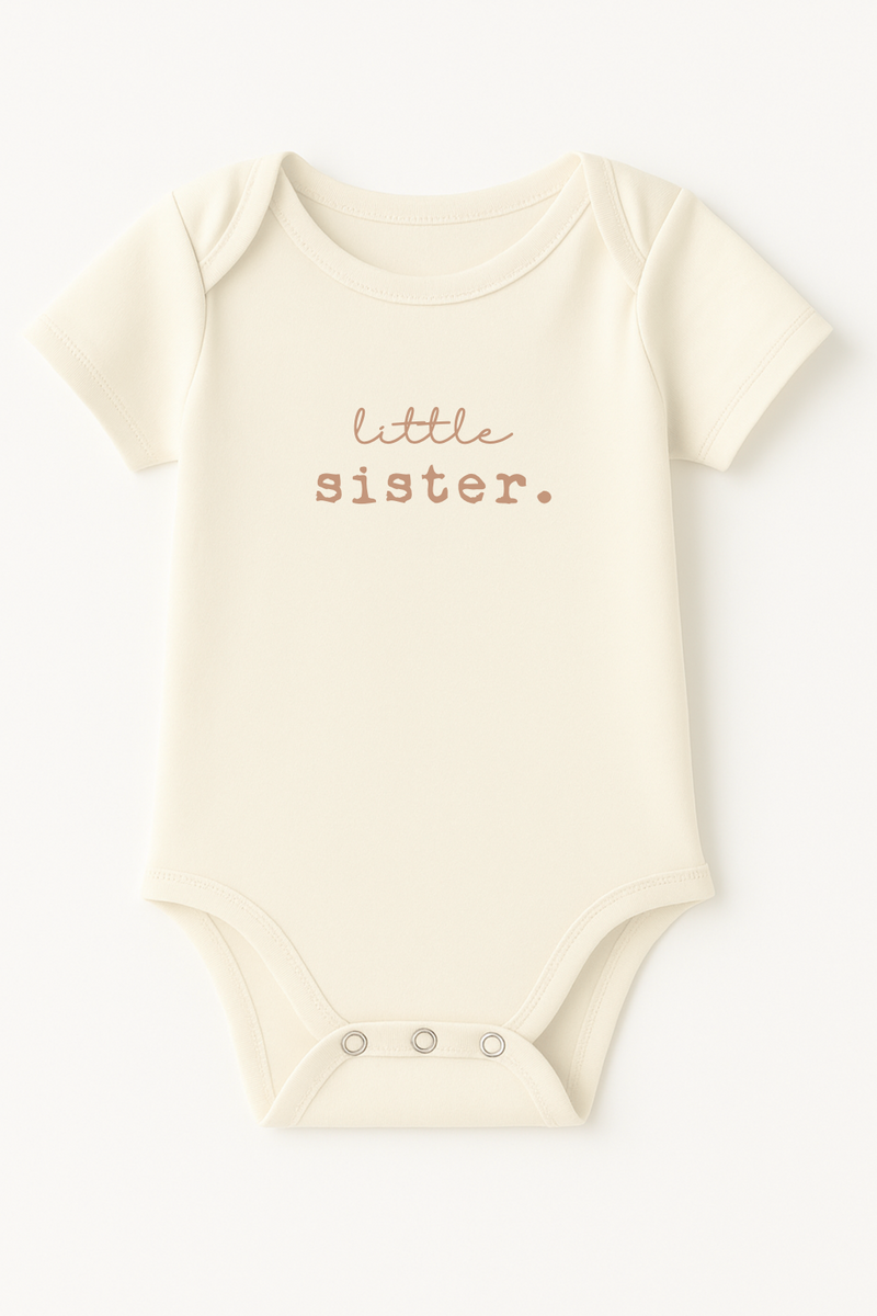 Little Sister Clay Organic Cotton Short Sleeve Baby Bodysuit-zoom-