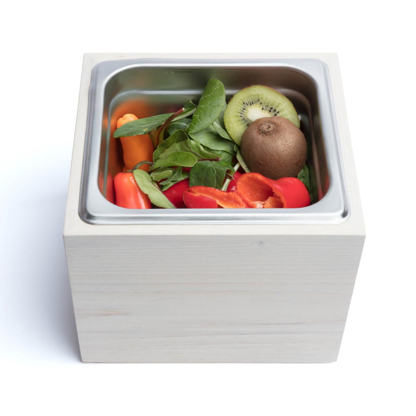 Countertop Compost Bin – Noaway© in Magnolia Wood & Stainless Steel - Aware House