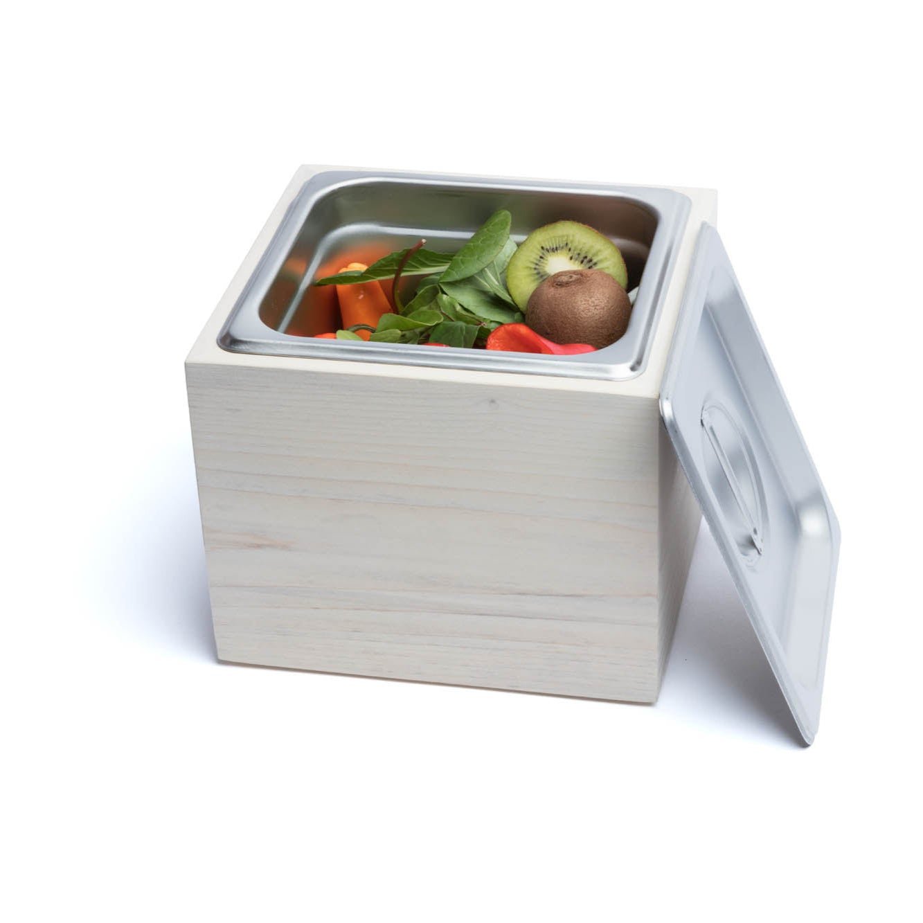 Countertop Compost Bin – Noaway© in Magnolia Wood & Stainless Steel - Aware House