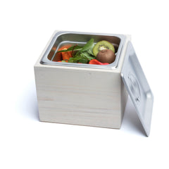 Countertop Compost Bin – Noaway© in Magnolia Wood & Stainless Steel - Aware House