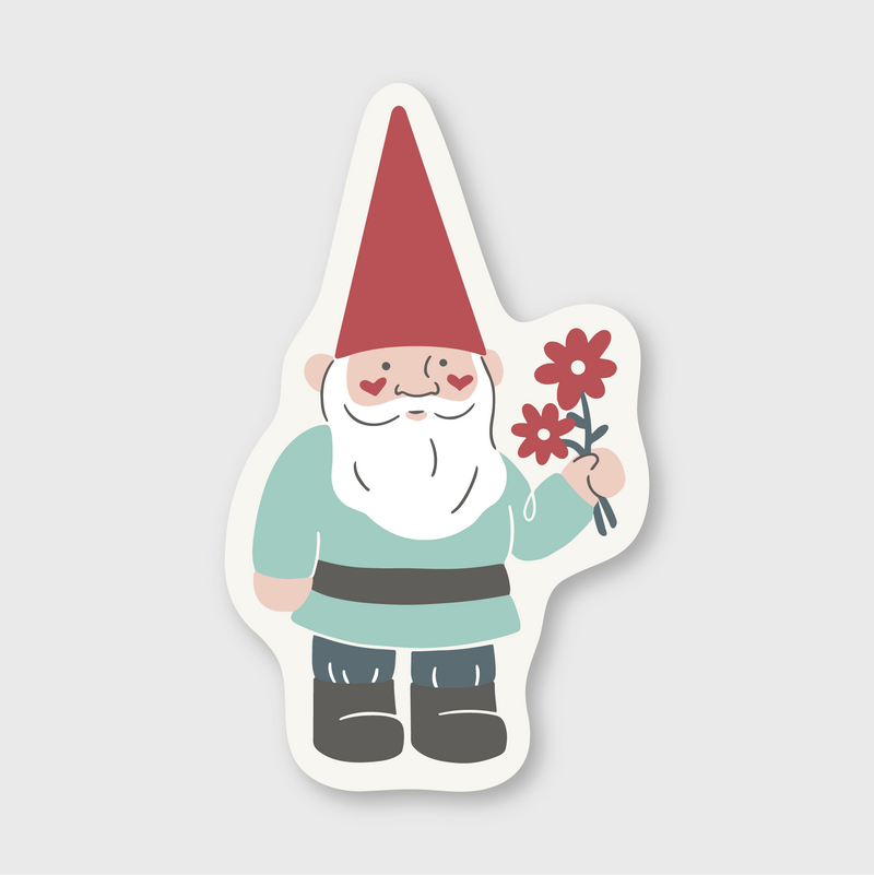 Gnome Flowers Sticker-zoom-