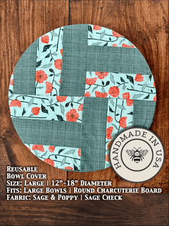 Large Reusable Cotton Bowl Cover | Eco - Friendly Kitchen Cover - Aware House - Five Oaks Farm - 