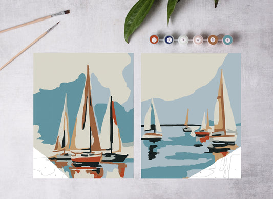 Sailboats At Sea Paint-By-Numbers Kit