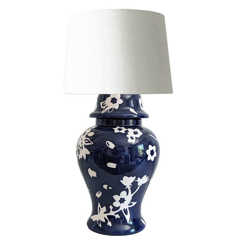 Sakura Ginger Jar Lamp in Navy Blue-zoom-