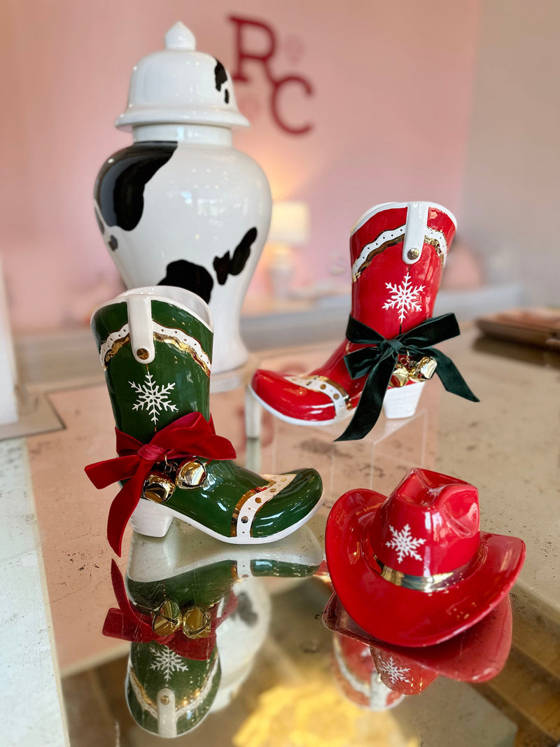 Santa's Cowboy Boot Vase-zoom-
