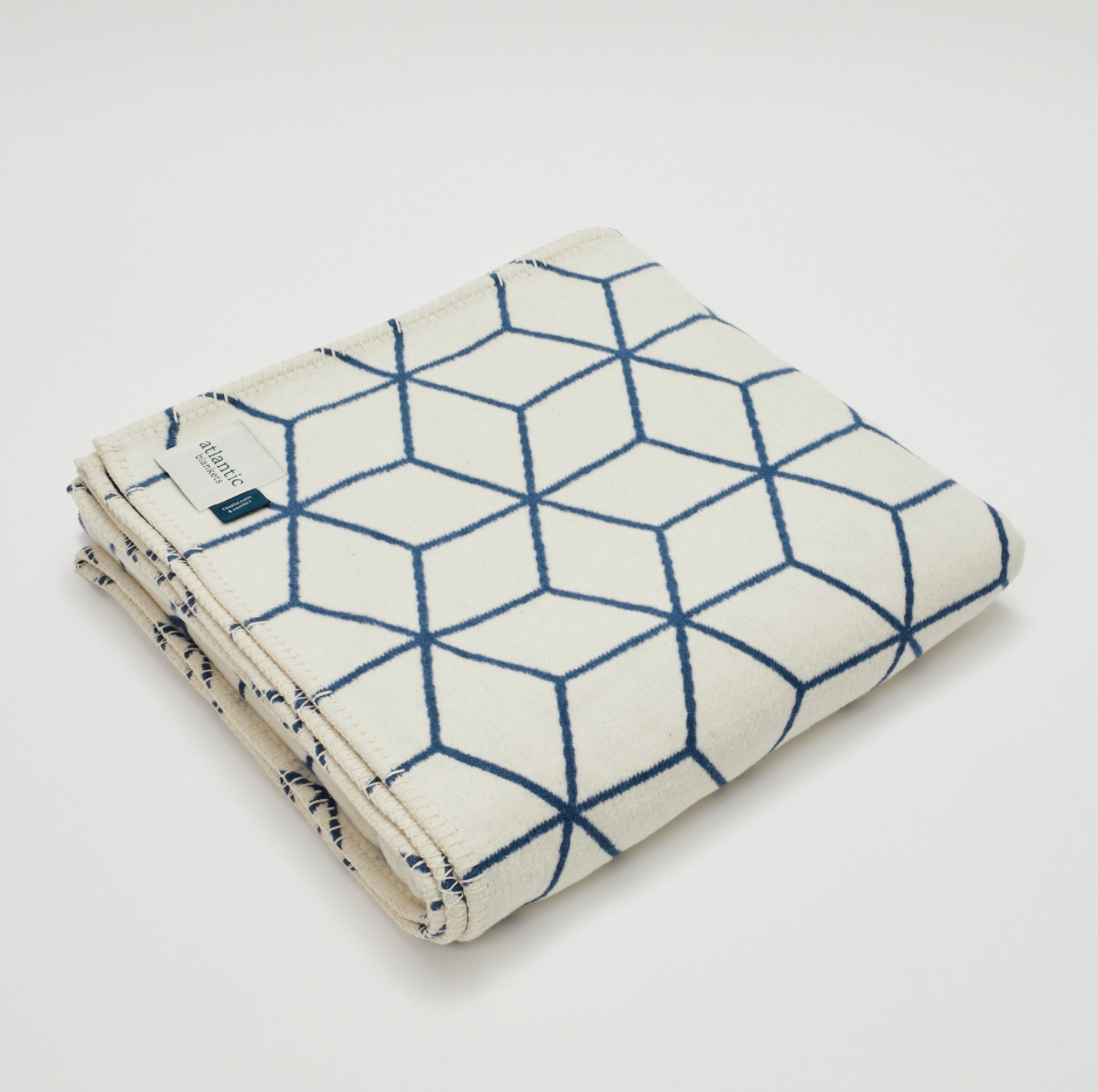 Blue Geometric Recycled Cotton Blanket-zoom-1