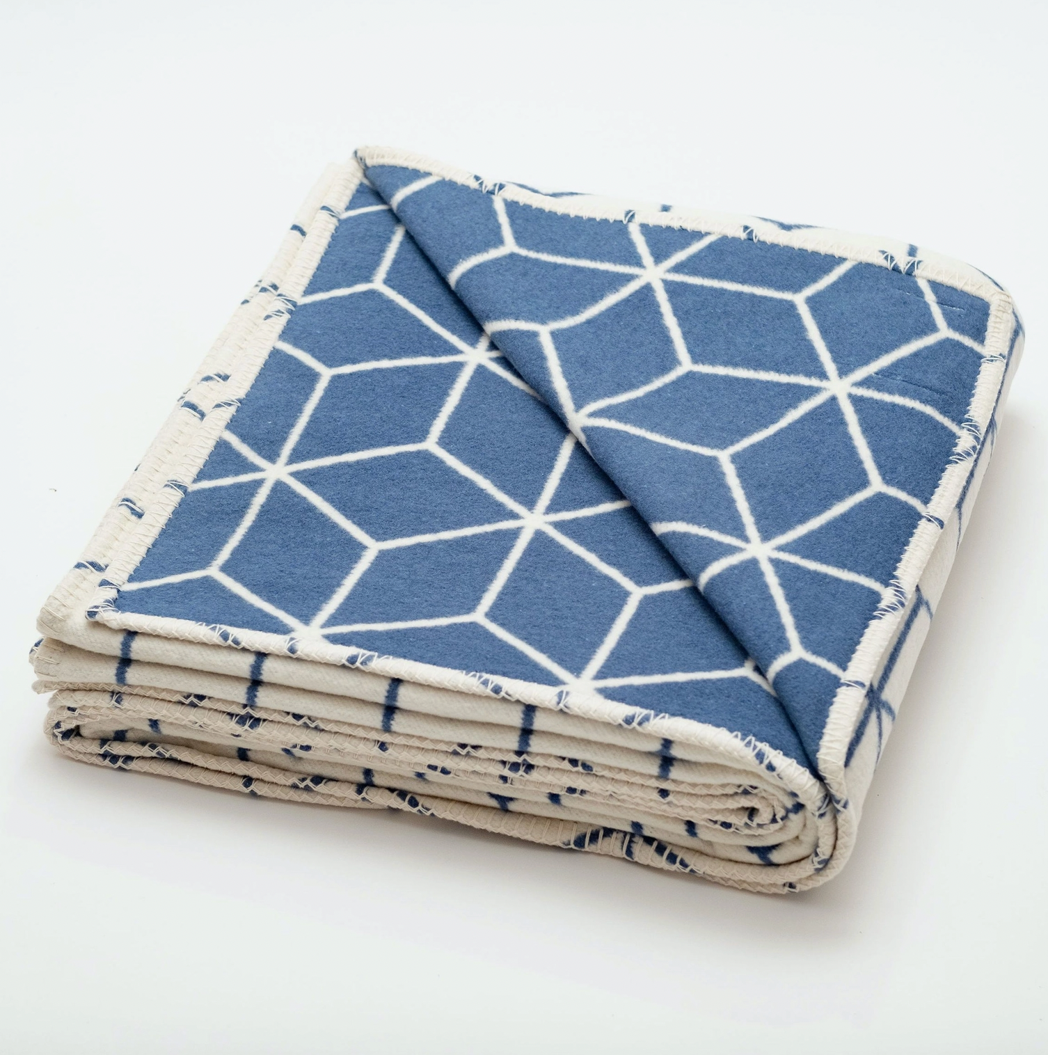 Blue Geometric Recycled Cotton Blanket