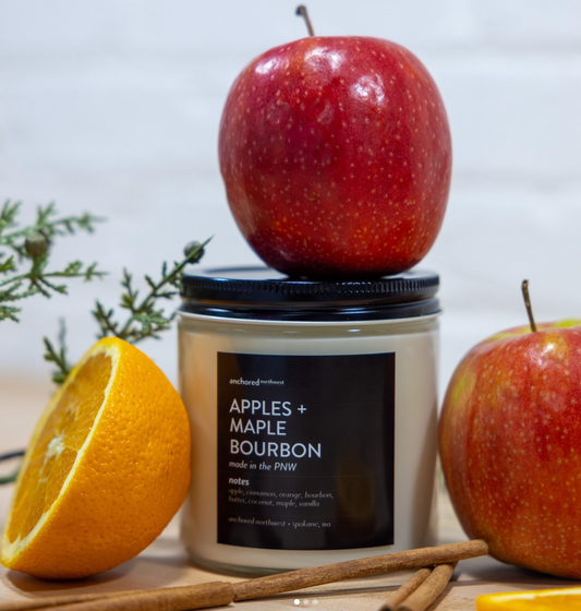 Sweet Apple & Maple Bourbon Large Wood Wick Soy Candle