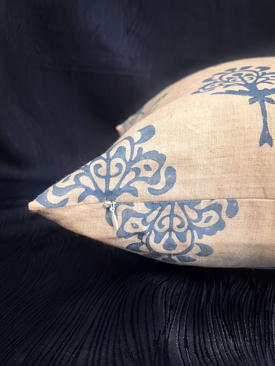 Blue Harmony Linen Pillow Cover (Set of 2)-zoom-4