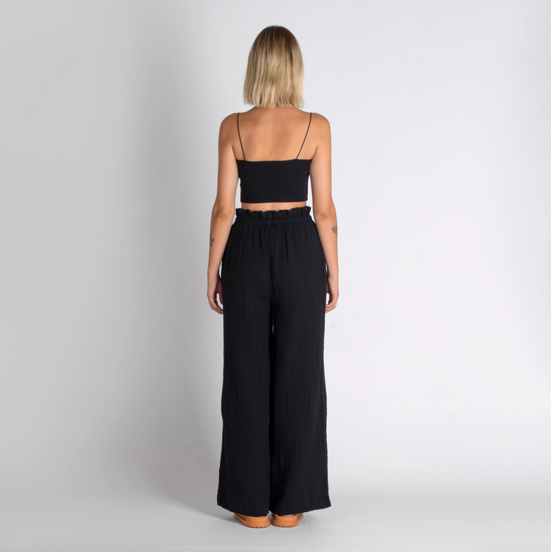 Double-Layered Muslin Wide Leg Pants-zoom-
