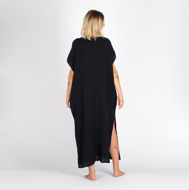 Double-Layered Muslin Caftan Dress-zoom-