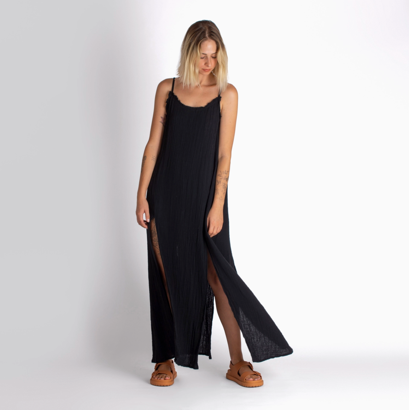 Double-Layered Muslin Maxi Dress-zoom-5