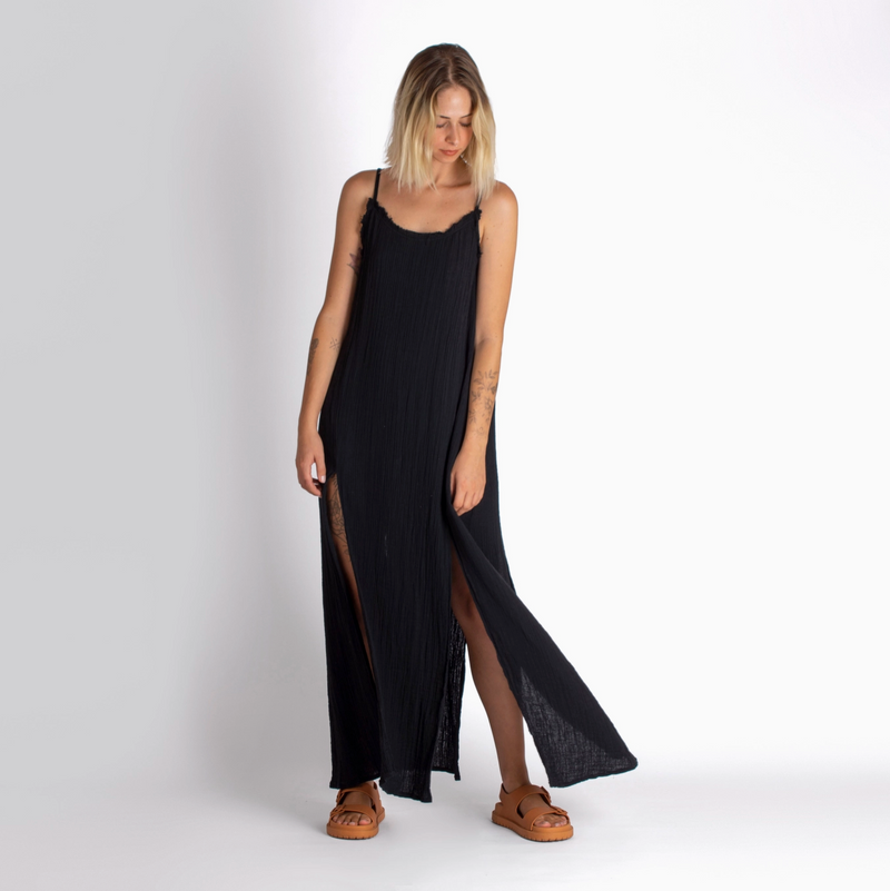 Double-Layered Muslin Maxi Dress-zoom-