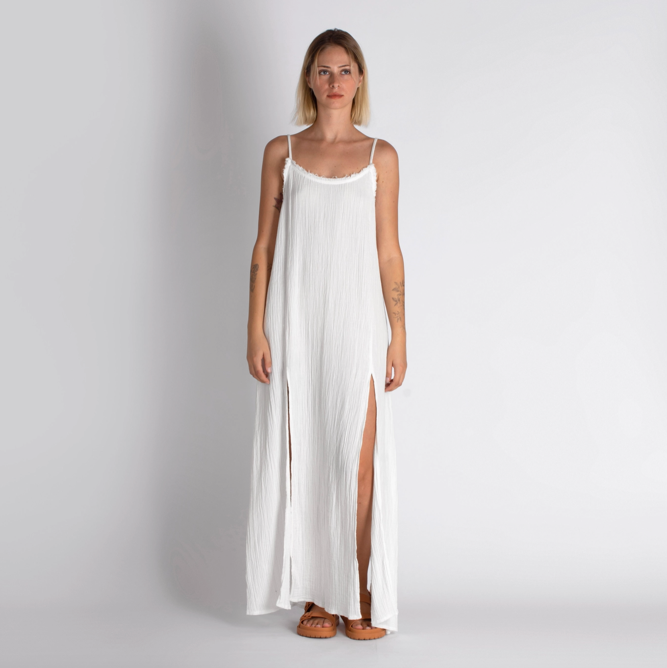 Double-Layered Muslin Maxi Dress