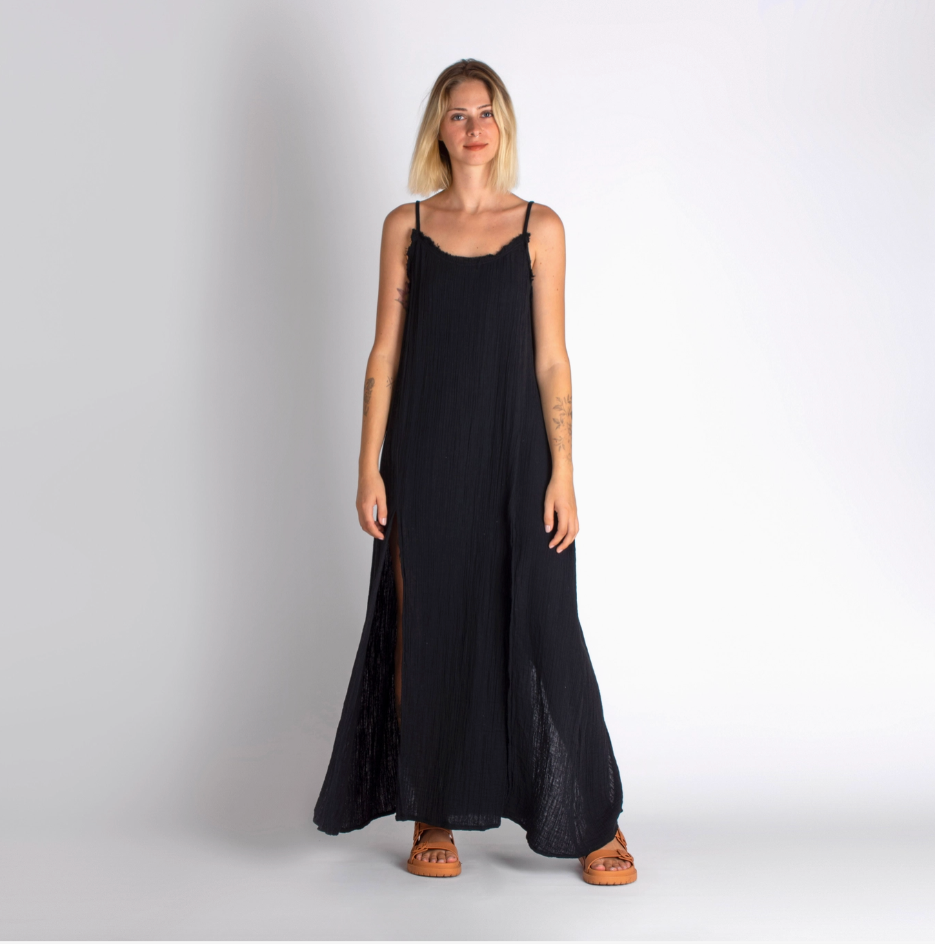 Double-Layered Muslin Maxi Dress-zoom-3