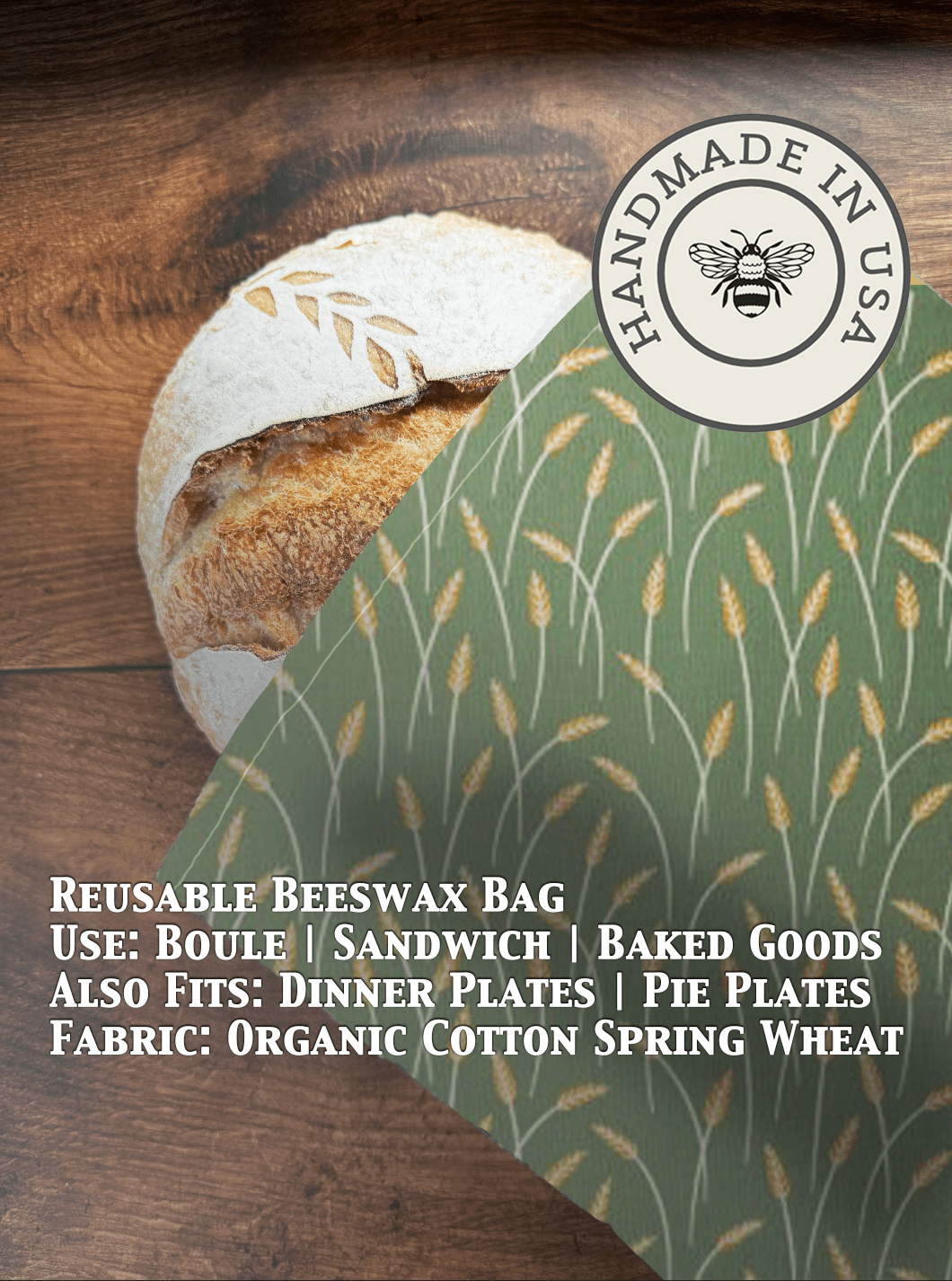 Beeswax Bread Bag | Reusable Cotton Food Storage Bag - Aware House - Five Oaks Farm -
