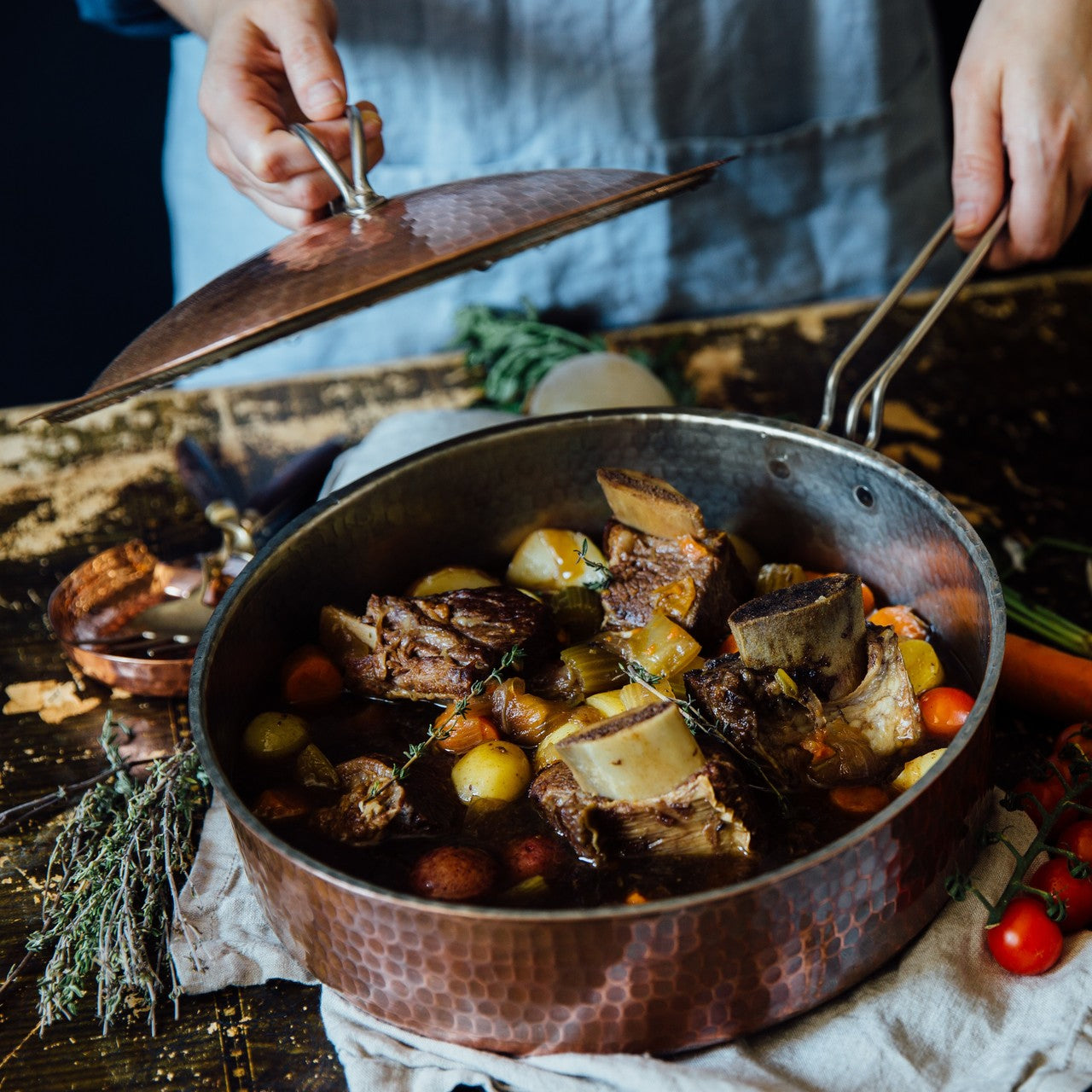 Copper Sauté Pan with Lid-2