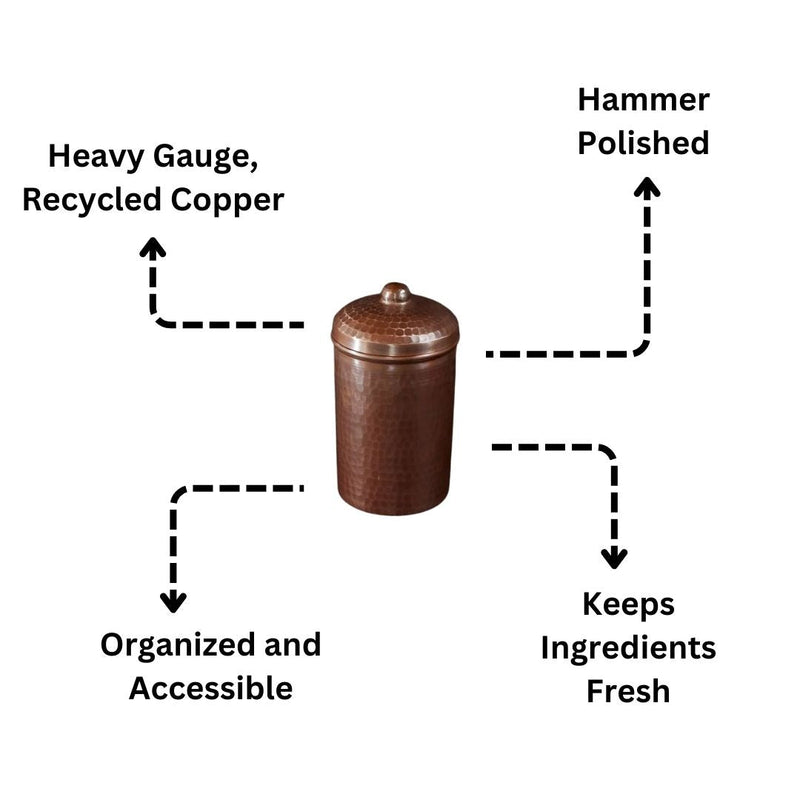 Copper Kitchen Canisters | Small Set, 3 Pieces-zoom-