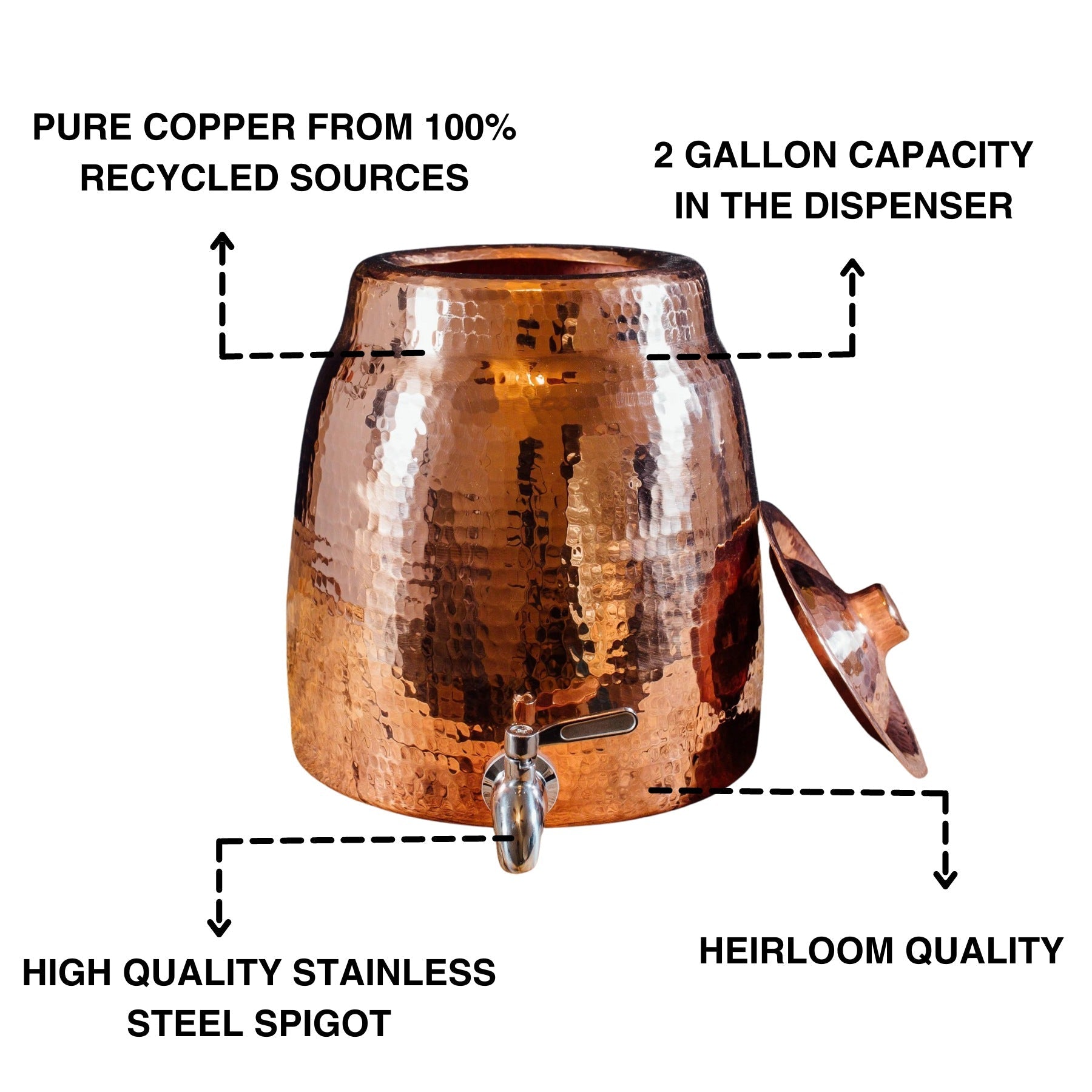 Niagara Copper Water Dispenser with Lid-6
