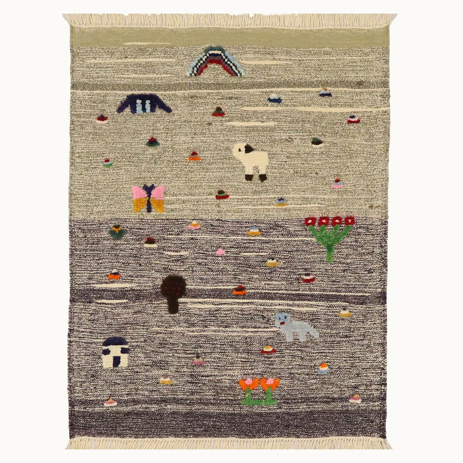 Sheep & Bloom Kids Rug | Handmade Wool Rug for Nursery, Playrooms & Children’s Rooms - Aware House