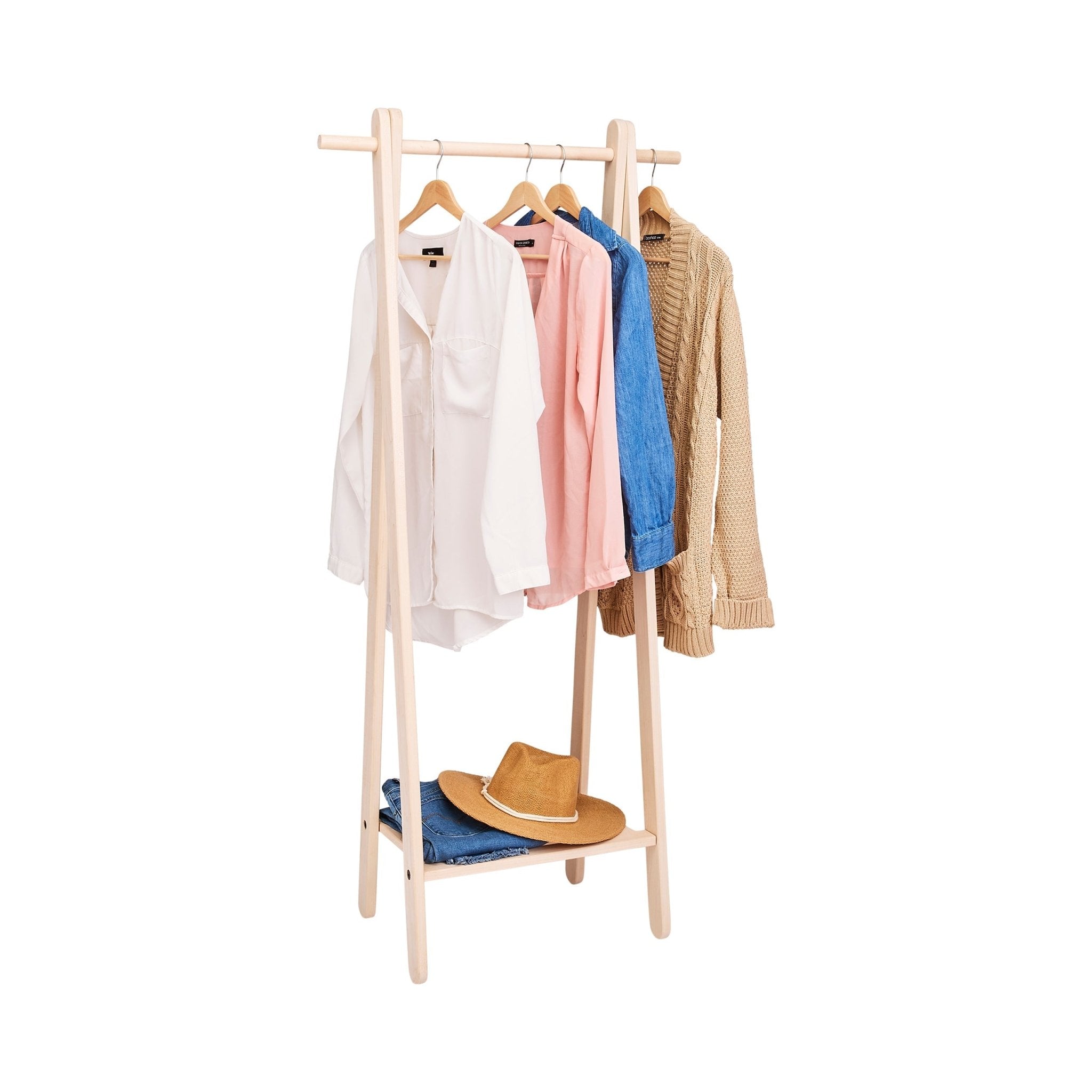 Wooden Garment Rack | Freestanding Clothes Rack - Aware House