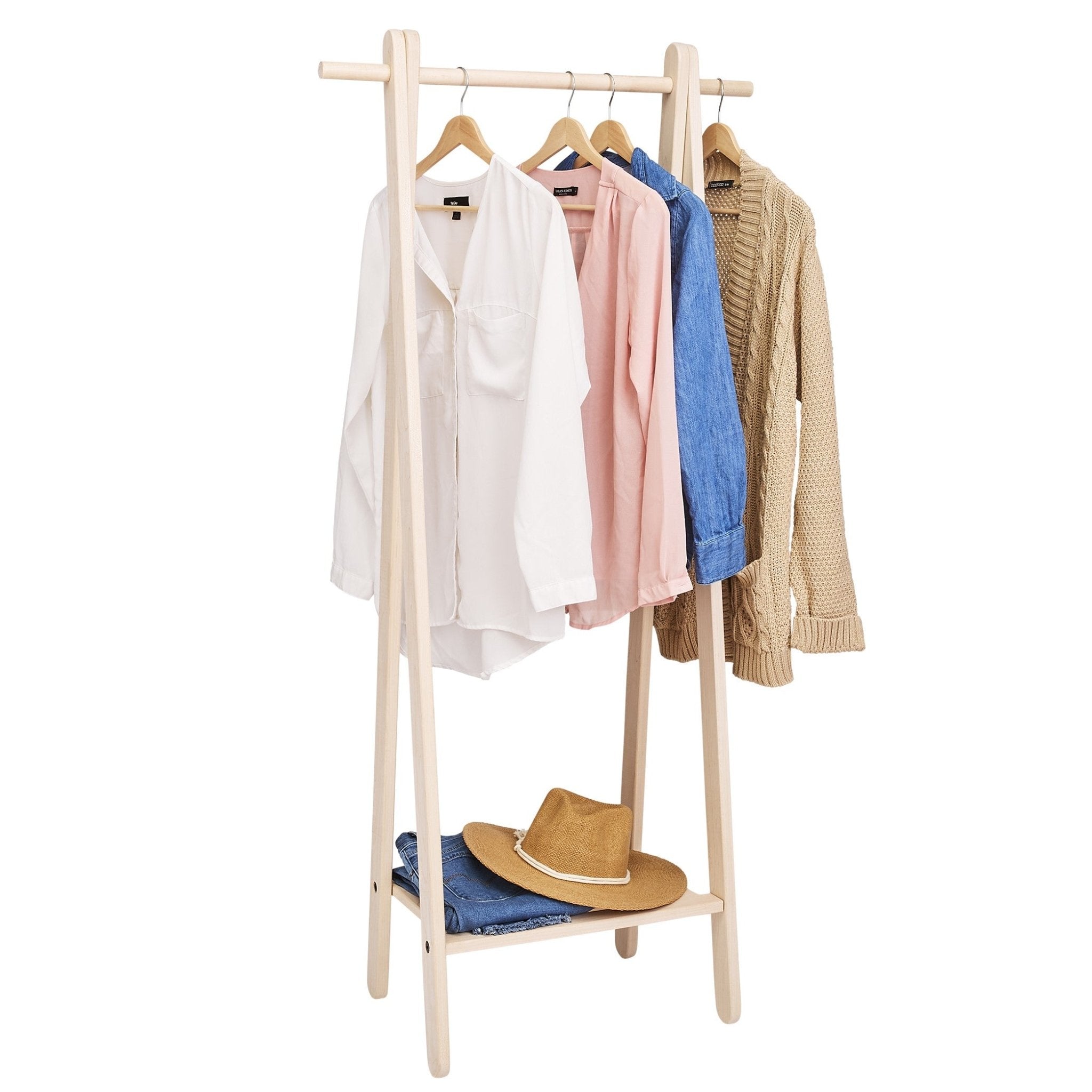 Wooden Garment Rack | Freestanding Clothes Rack - Aware House