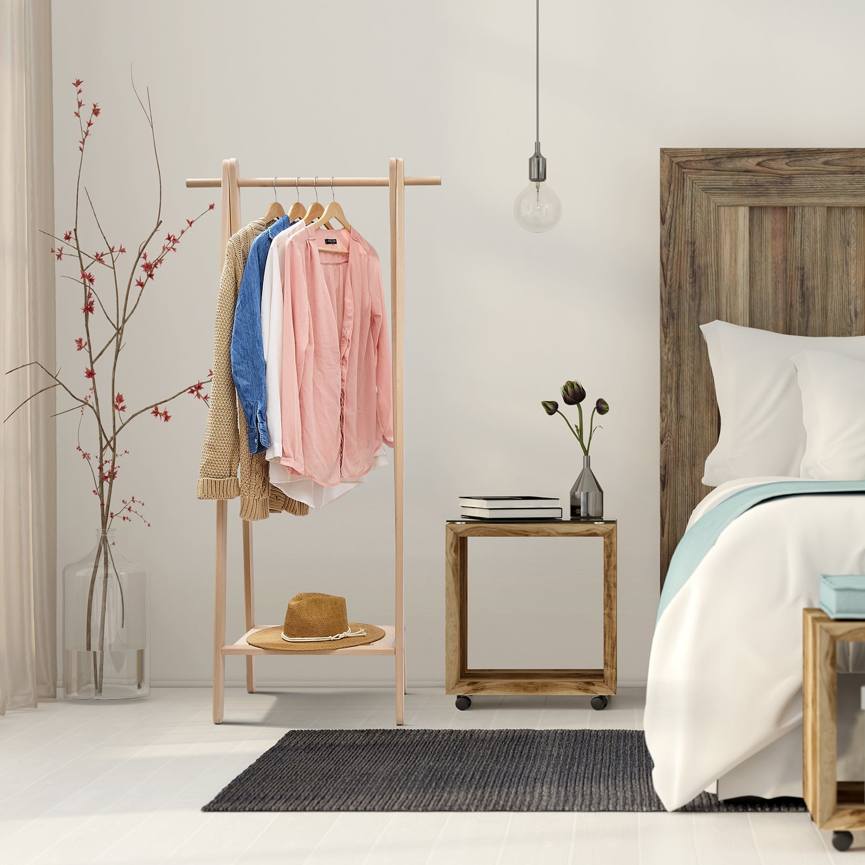 Wooden Garment Rack | Freestanding Clothes Rack - Aware House