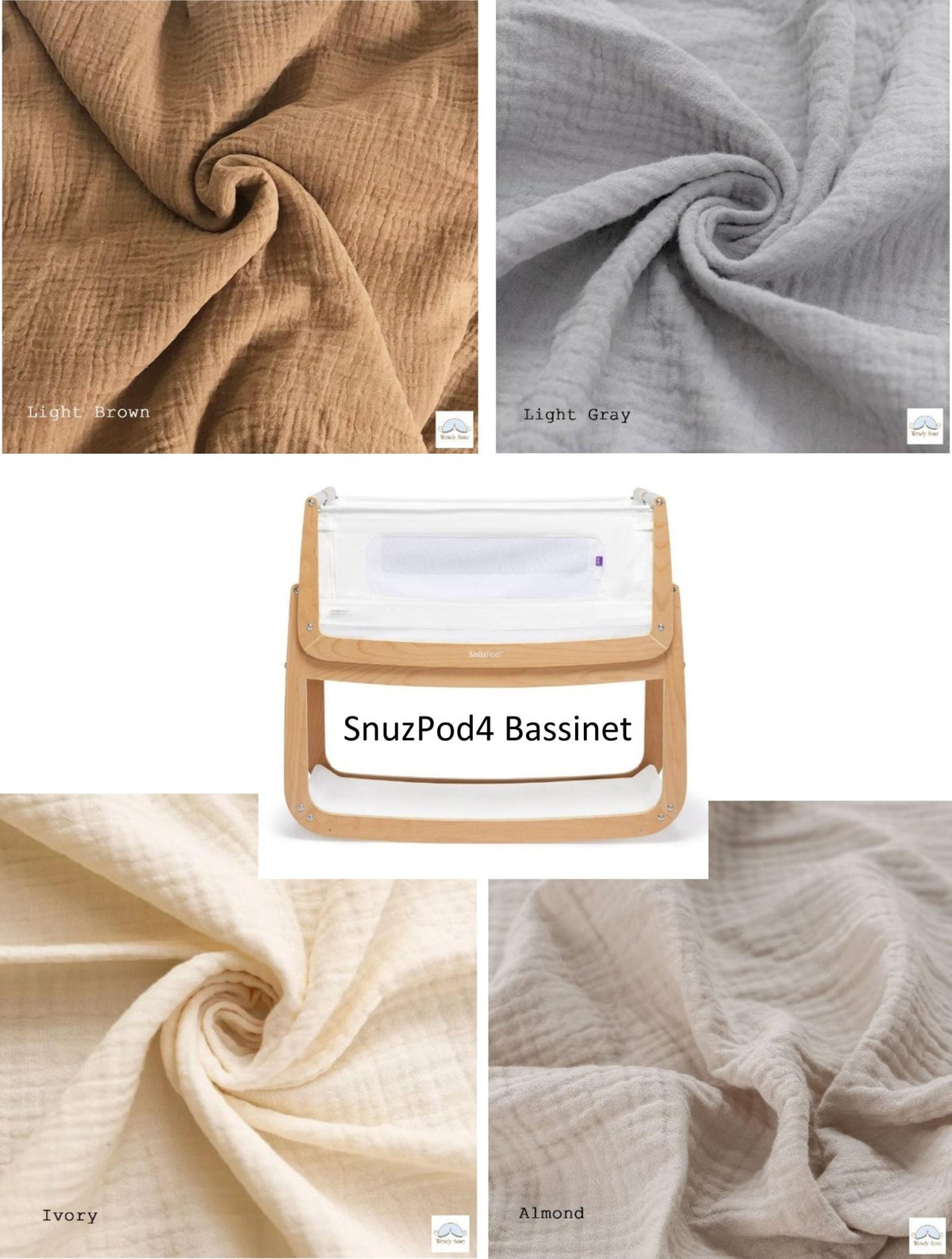SnuzPod 4 Fitted Sheet | Bassinet Cradle Organic Cotton Sheet - Aware House - Wendy Anne -