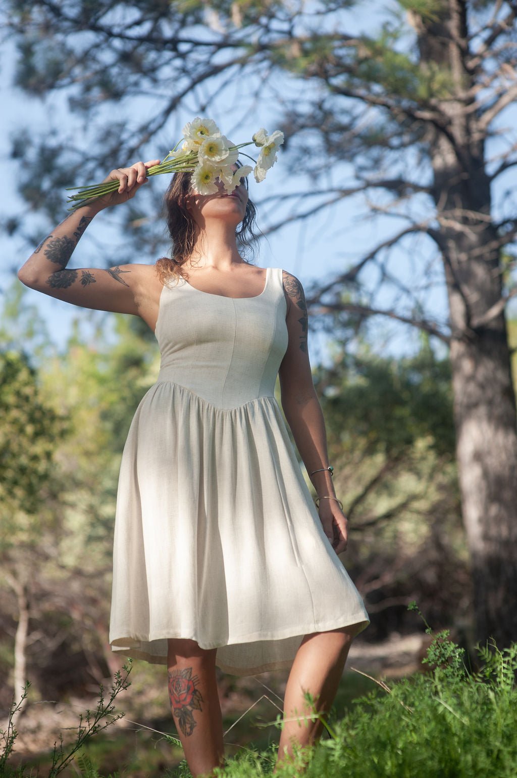 Agnes Dress in Oat Linen - Aware House - Field Day - 